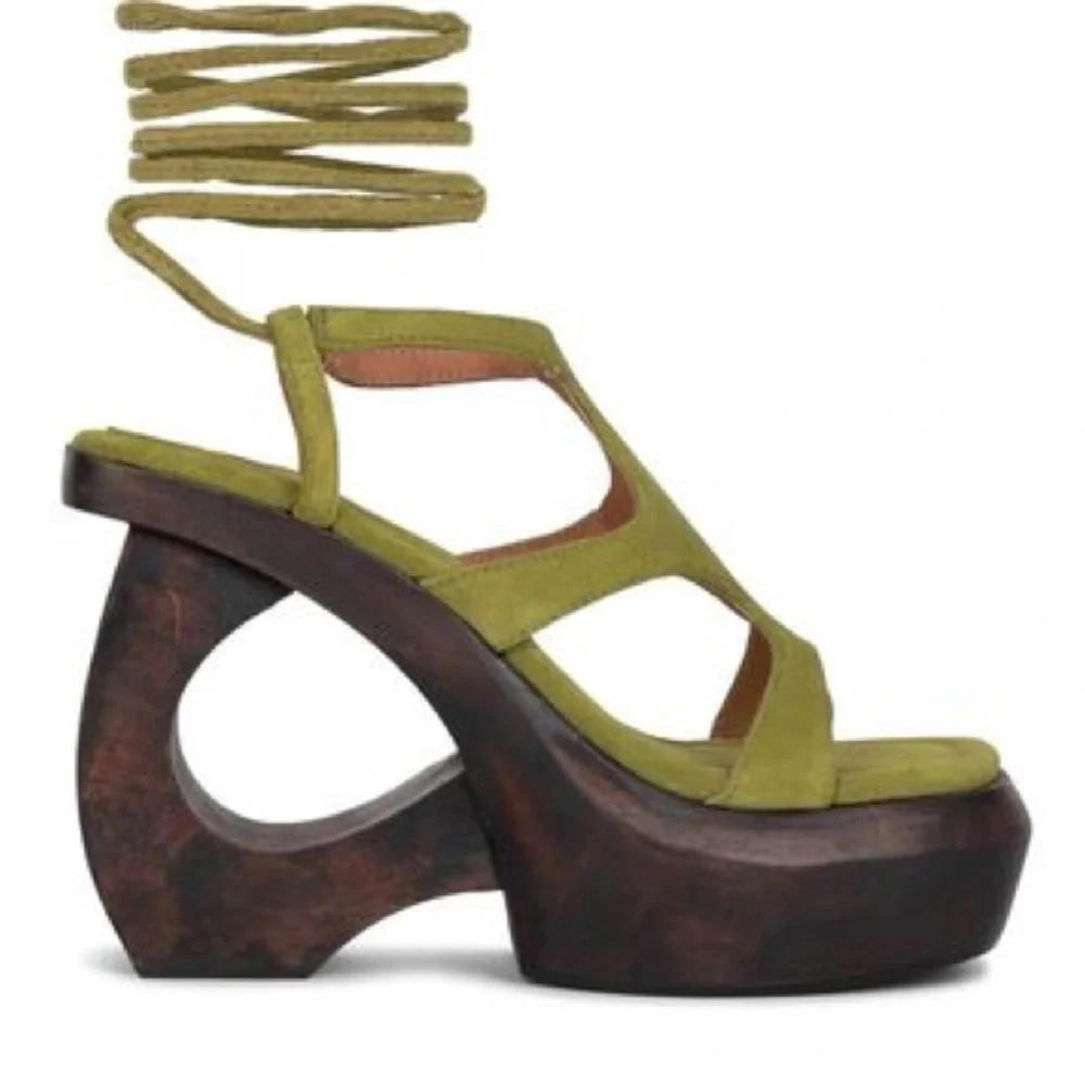 Jeffrey Campbell Olive Green Lace-Up Platform Sandals